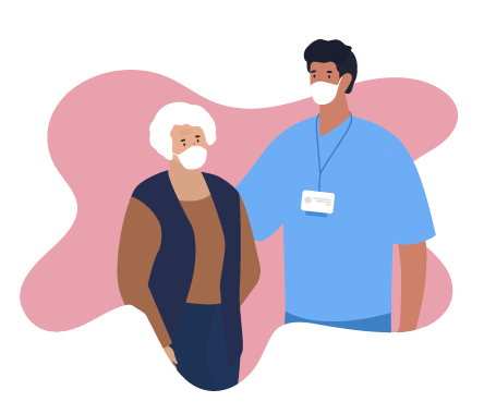 illustration of a researcher with a clinical trial participant