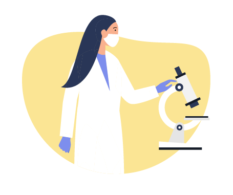 illustration of a researcher using a microscope