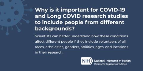 Why is it important for COVID-19 and Long COVID research studies to include people from different backgrounds?