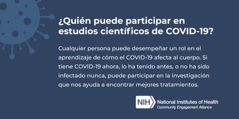 ¿Quién puede participar en estudios científicos de COVID-19?