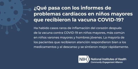 ¿Qué pasa con los informes de problemas cardíacos en niños mayores que recibieron la vacuna COVID-19?